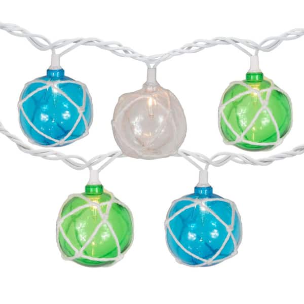 10-Count Multicolor Globe Christmas Light Set 6ft White Wire
