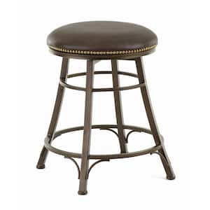 Bali 24 in. Metal Backless Swivel Barstool with Bonded Leather Seat