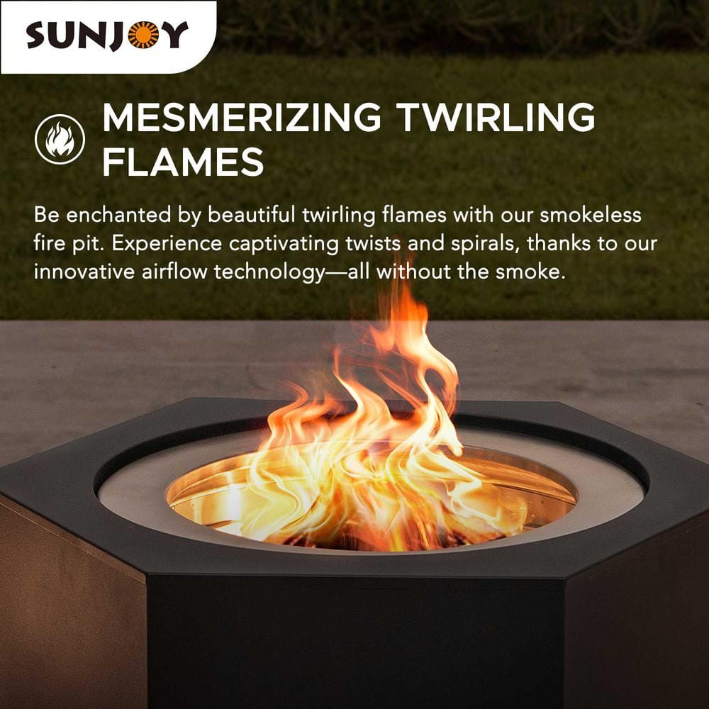 Lawrence Black Hexagonal Smokeless 28 Inch Fire Pit with PVC Cover
