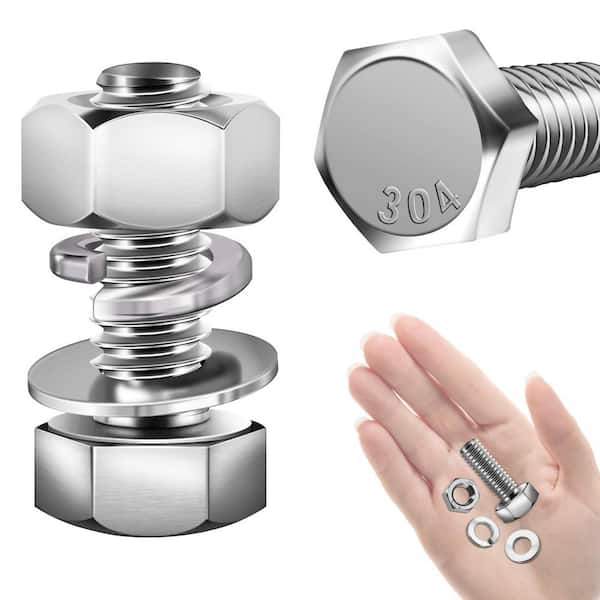 【★NAO★】 MYWISH 3/8 in.-16 x 1 in. Stainless Steel Uncoated Hex Bolt with