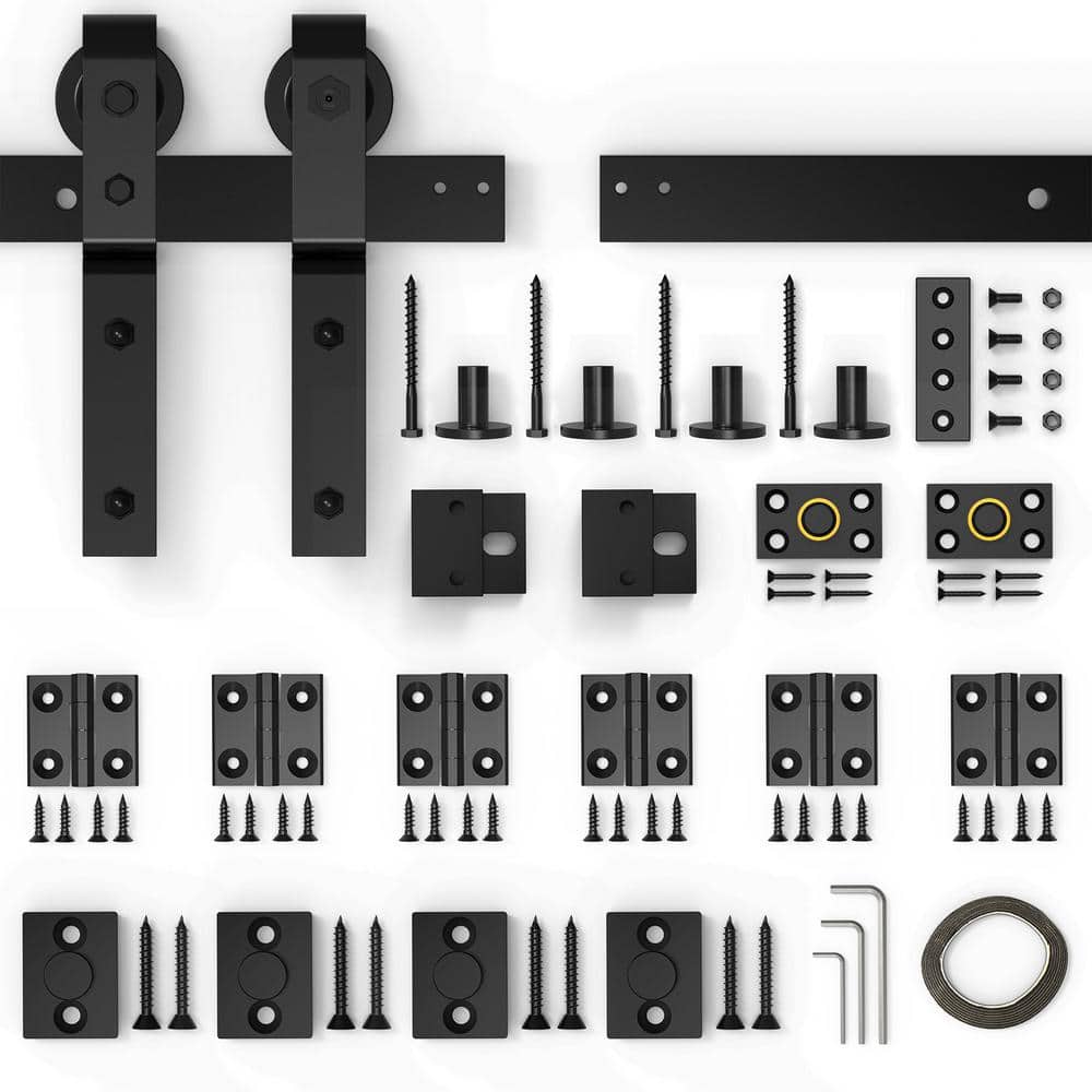 5 ft./60 in. Frosted Black Bi-Folding Sliding Barn Door Hardware Track Kit for 4-Doors price history on PriceWatchPro