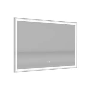55 in. W x 36 in. H Large Rectangular Frameless Anti-Fog LED Light Wall Bathroom Vanity Mirror in Silver Finish