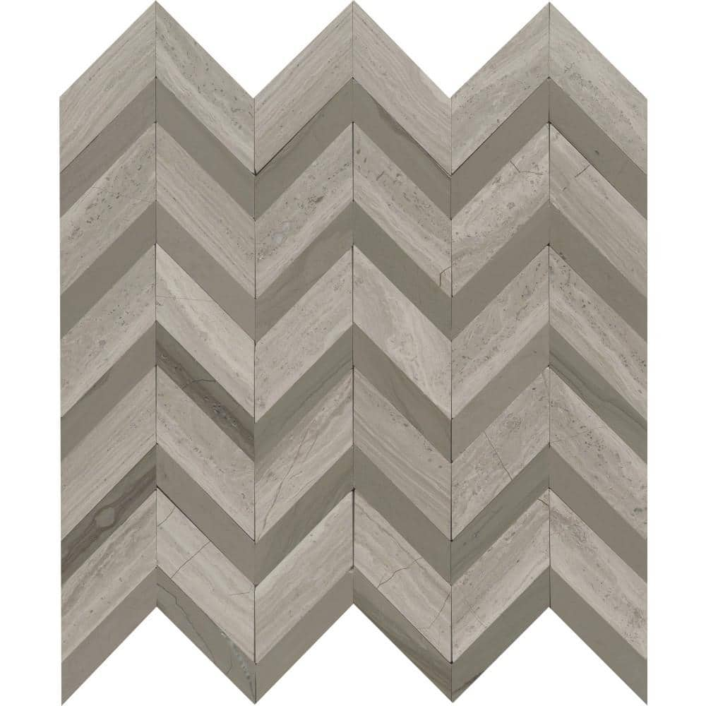 Bizou Cream/Taupe 12 in. x 13 in. Polished Marble Mosaic Wall Tile (6.03 sq. ft./Case) -  EMSER TILE, 2047849