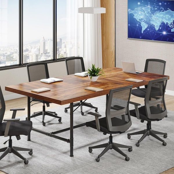 BYBLIGHT Capen 70.8 in. Rectangular Brown Engineered Wood Computer Desk 6 ft. Conference Table Meeting Table