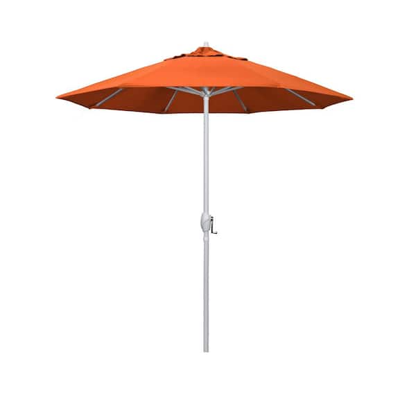 California Umbrella 7.5 ft. Matted White Aluminum Market Patio Umbrella Auto Tilt in Melon Sunbrella