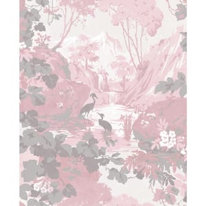 Eden Pink Crane Lagoon Wallpaper Sample