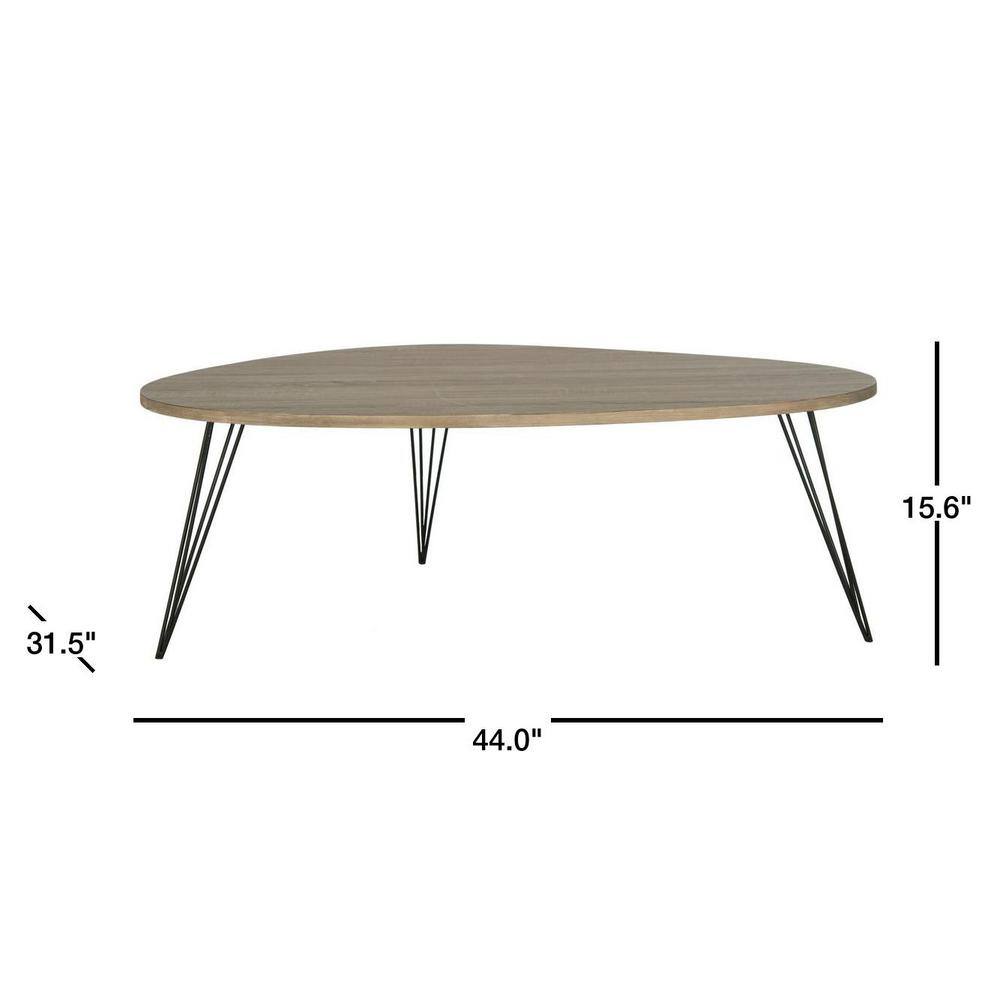Wynton Oak and Black Hairpin Leg Coffee Table