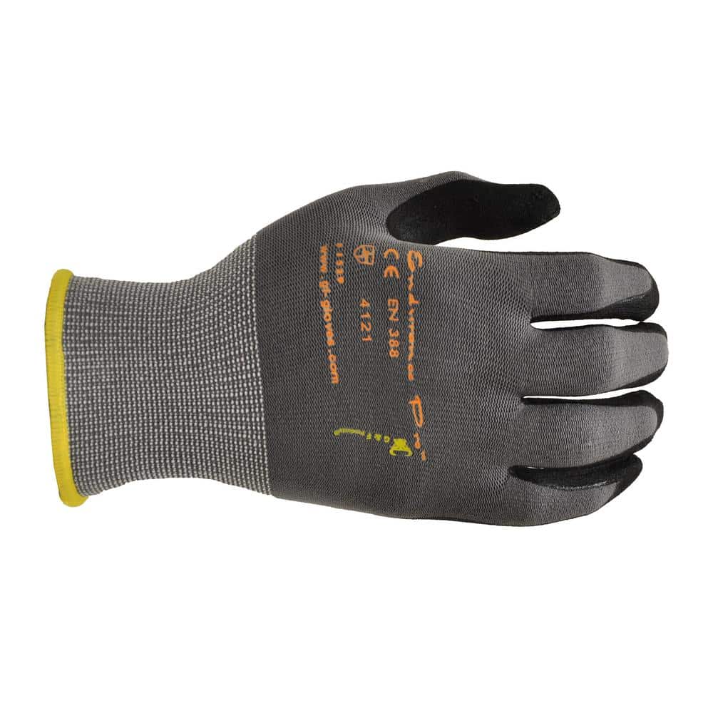 G & F Seamless Knit Nylon Micro Form Nitrile Grip Work Gloves (Pack of 12) Grey Large