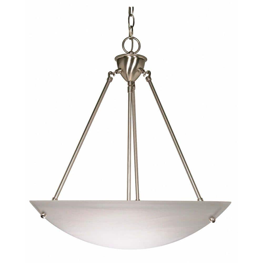 Soho Elegance Brushed Nickel 22.5" Alabaster Glass Bowl Pendant Light