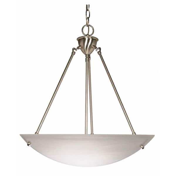 SATCO 3-Light Brushed Nickel Pendant with Alabaster Glass