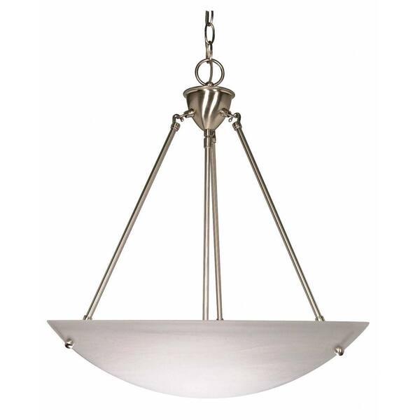 SATCO:Satco 3-Light Brushed Nickel Pendant with Alabaster Glass