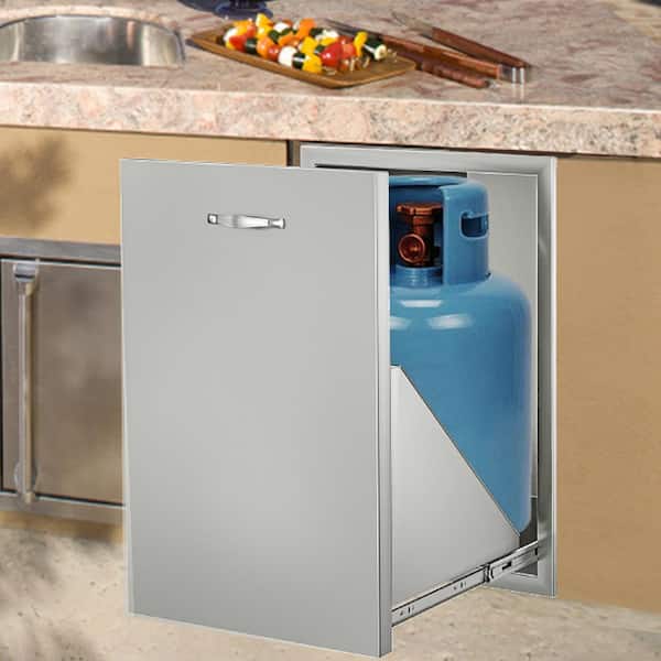 16 in. W x 22 in. H x 16 in. D Outdoor Kitchen Propane Tank Drawer Stainless Steel Propane Tank Drawer with Handle