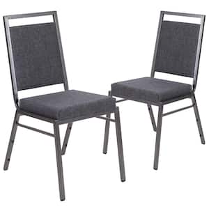 Fabric Stackable Banquet Chair in Dark Gray (Set of 2)