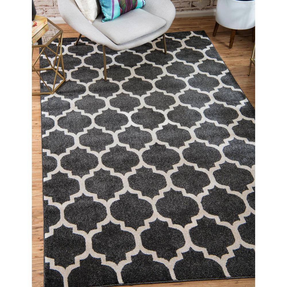 Black and Beige Trellis 9' x 12' Synthetic Area Rug