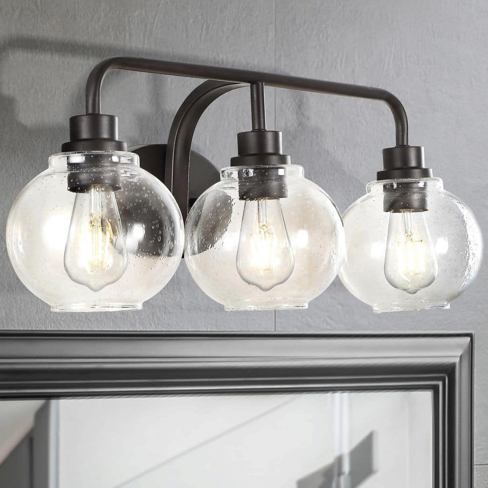 Sandrine 26.25" Oil-Rubbed Bronze and Clear Glass Vanity Light