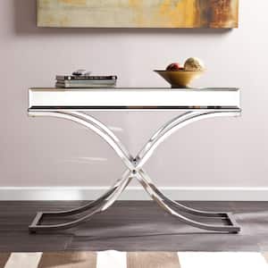 Alice 43 in. Clear Glass Rectangle Mirrored Console Table