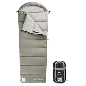 86.6 in. L Polyester Cotton Camping Sleeping Bag with Carrying Bag in Green