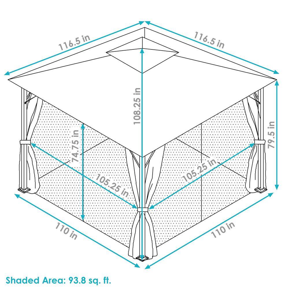 Gray 10' x 10' Soft-Top Patio Gazebo with Screens and Privacy Walls