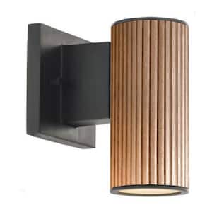 Tambo 11 in. 1-Light Weathered Brass Mid-Century Modern Smart Home Enabled Wall Sconce with Geometric Shade