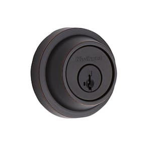 660 Contemporary Round Venetian Bronze Single Cylinder Deadbolt featuring SmartKey Security and Microban Technology