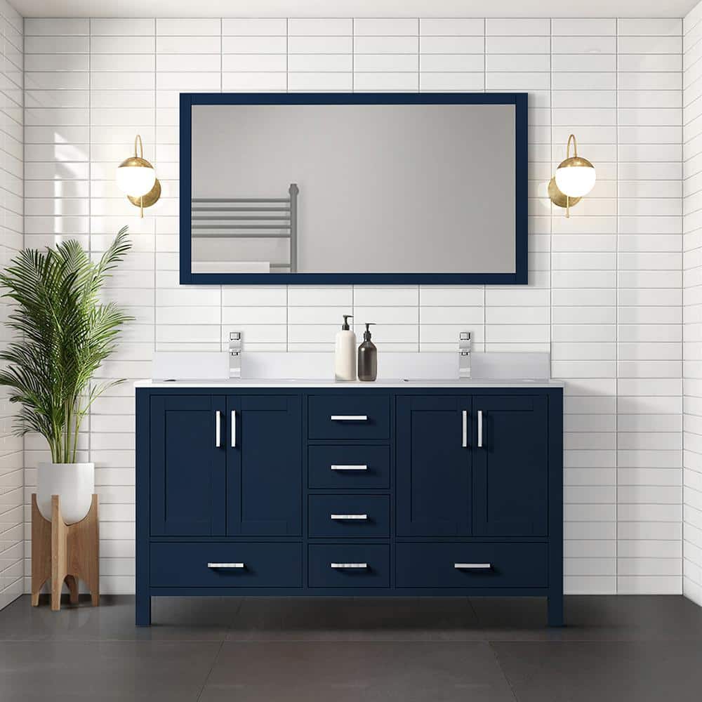 Reviews for Lexora Jacques 60 in. W x 22 in. D Navy Blue Bath Vanity ...