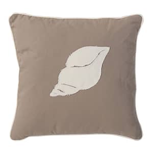 Conch Shell Sandy Brown, White 18 in. x 18 in. Throw Pillow