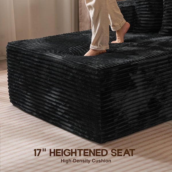 Allwex BP 108 in. Wide Arm 2-Piece Modern Plush Corduroy L-Shape