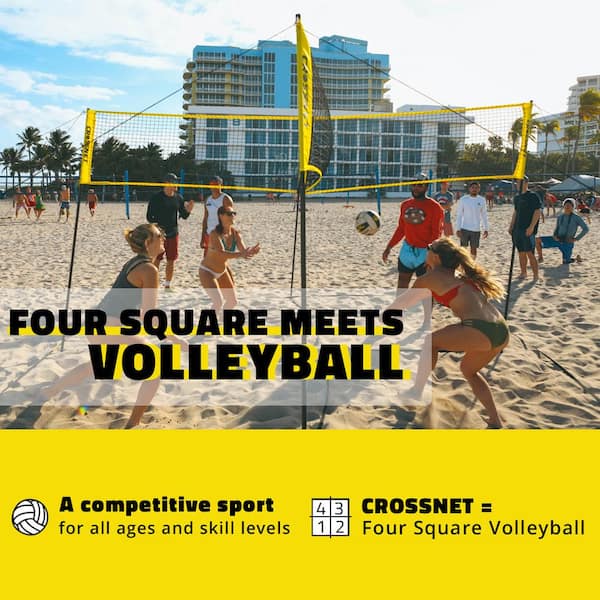 CROSSNET's Portable Four Square Game & Ball - Play Classic 4 Square  Anywhere - Quick and Easy Setup - Outdoor & Backyard Yard Games & Gifts for  Adults