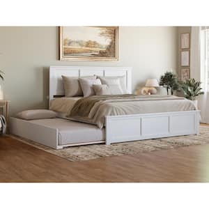 Madison White Solid Wood Frame King Platform Bed with Matching Footboard and Twin XL Trundle