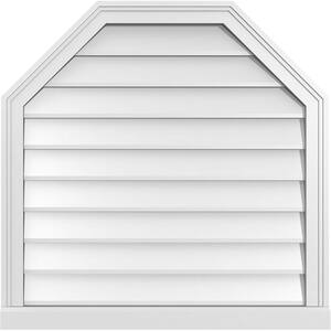 30 in. x 30 in. Octagonal Top Surface Mount PVC Gable Vent: Decorative with Brickmould Sill Frame