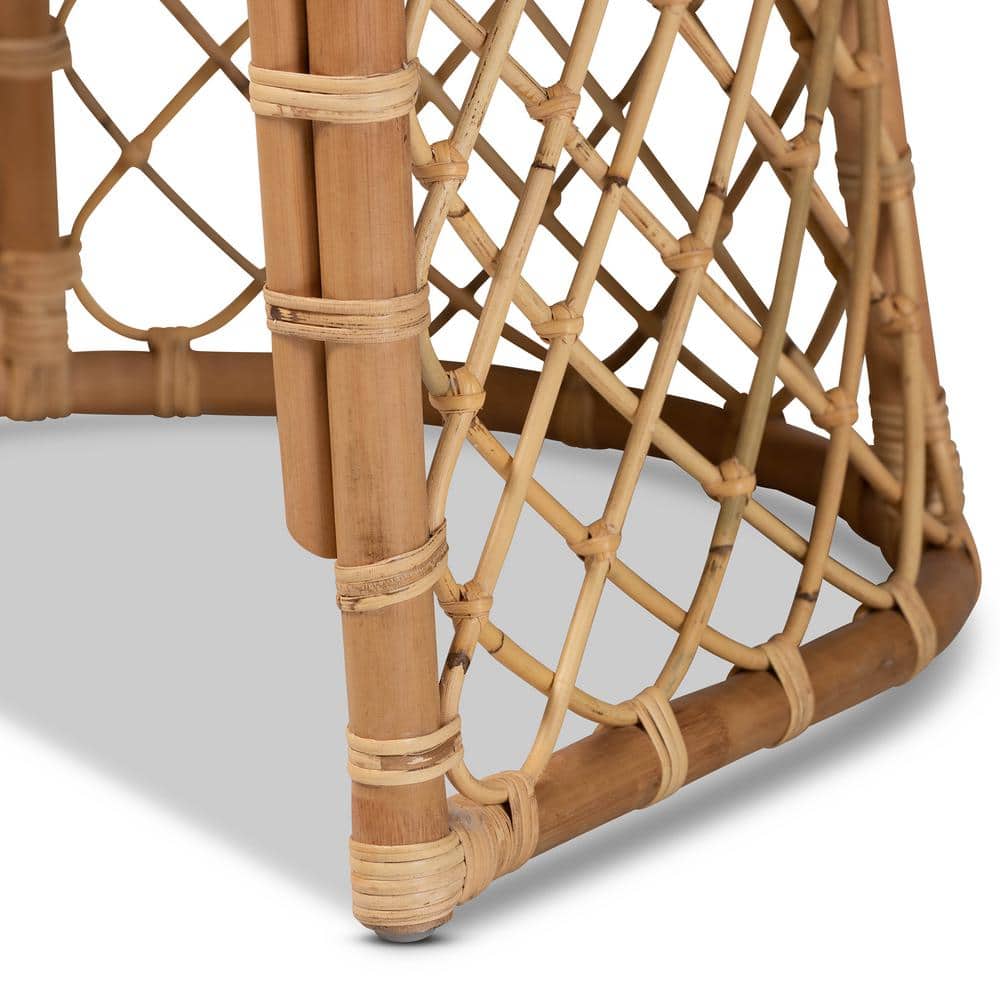 Serene Bohemian White Fabric and Natural Rattan Dining Chair