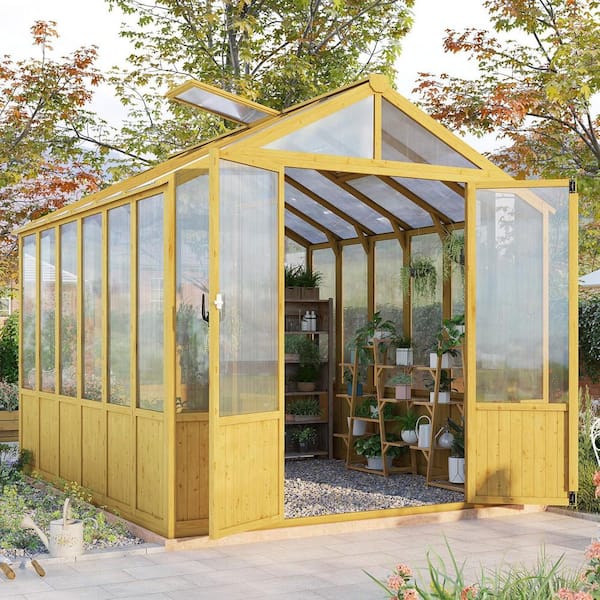 9.5 x 8 x 7.5 ft. Wooden Greenhouse, Pre-Assembled Solid Cedar Frame