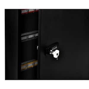 100-Key Steel Storage Key Lock Box with Combination and Key Lock, Black with 100 White Plastic Key Tags