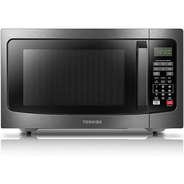 Toshiba 1.2 cu. ft. in Black Stainless Steel 1100 Watt Countertop Microwave Oven with Humidity Sensor and Eco Mode