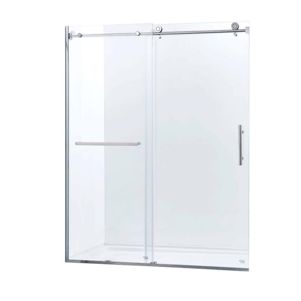 60" Chrome Semi-Frame Sliding Shower Door with Tempered Glass