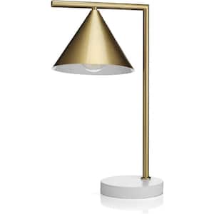 17.5 in. Gold Brass Bedside Lamp with LED Light Bulb Included for Bedroom Table, Desk, Nightstand
