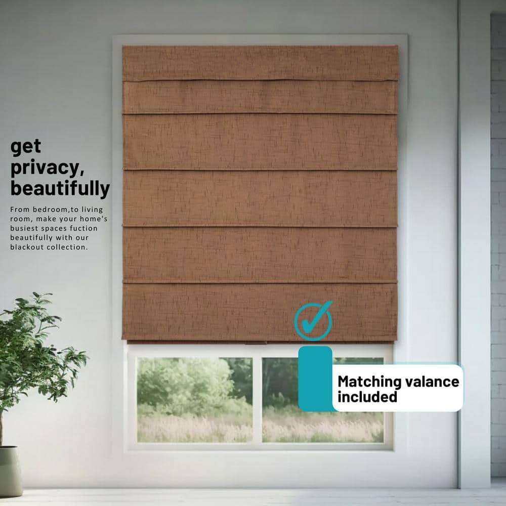 Cafe Blackout Cordless Fabric Roman Shades 23"W x 64"H