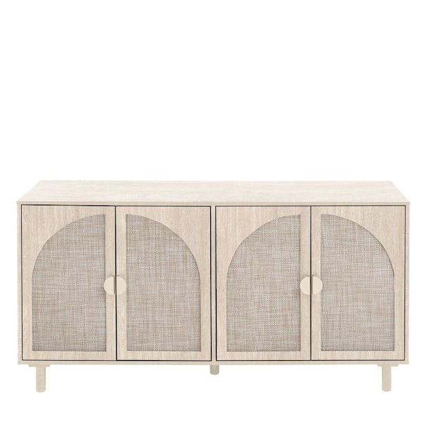 sumyeg Beige 31.5 in. H 4 Door Accent Storage Cabinet with Adjustable Shelves