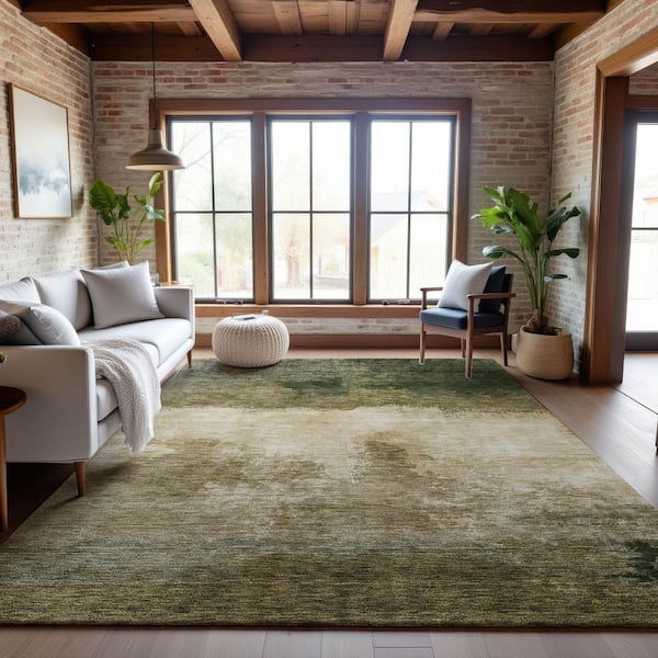 Mayfield Premium Machine Washable Abstract AMF1070 Fern 9 ft. x 12 ft. Area Rug