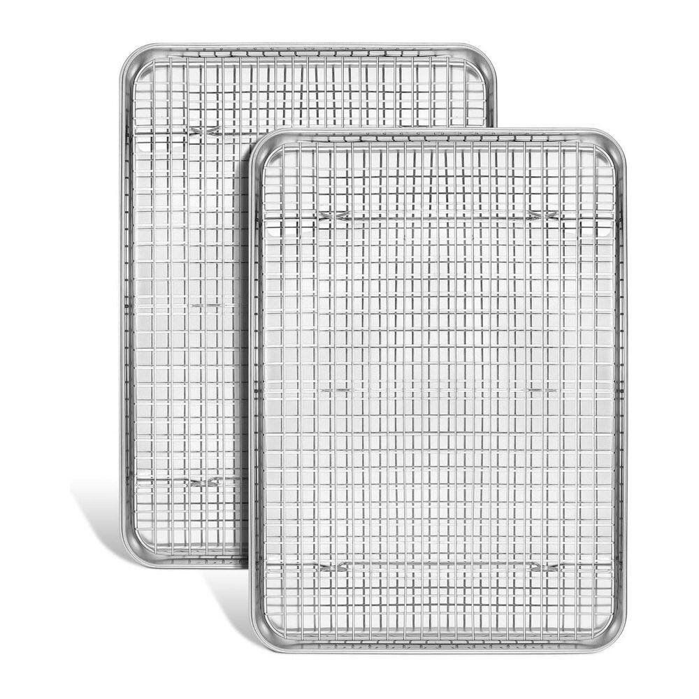 4-Piece Stainless Steel Nonstick Baking Sheet Pan Set with Cooling Rack, Oven Safe, Commercial Grade, Set price history on PriceWatchPro