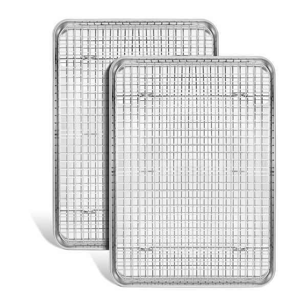 4-Piece Stainless Steel Nonstick Baking Sheet Pan Set with Cooling Rack, Oven Safe, Commercial Grade, Set