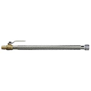 3/4 in. x 3/4 in. Brass PEX-A Barb x FNPT x 18 in. Corrugated Stainless Steel Water Heater Connector with Ball Valve
