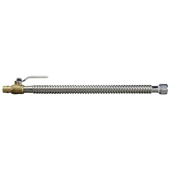 Apollo 3/4 in. x 3/4 in. Brass PEX-A Barb x FNPT x 18 in. Corrugated Stainless Steel Water Heater Connector with Ball Valve