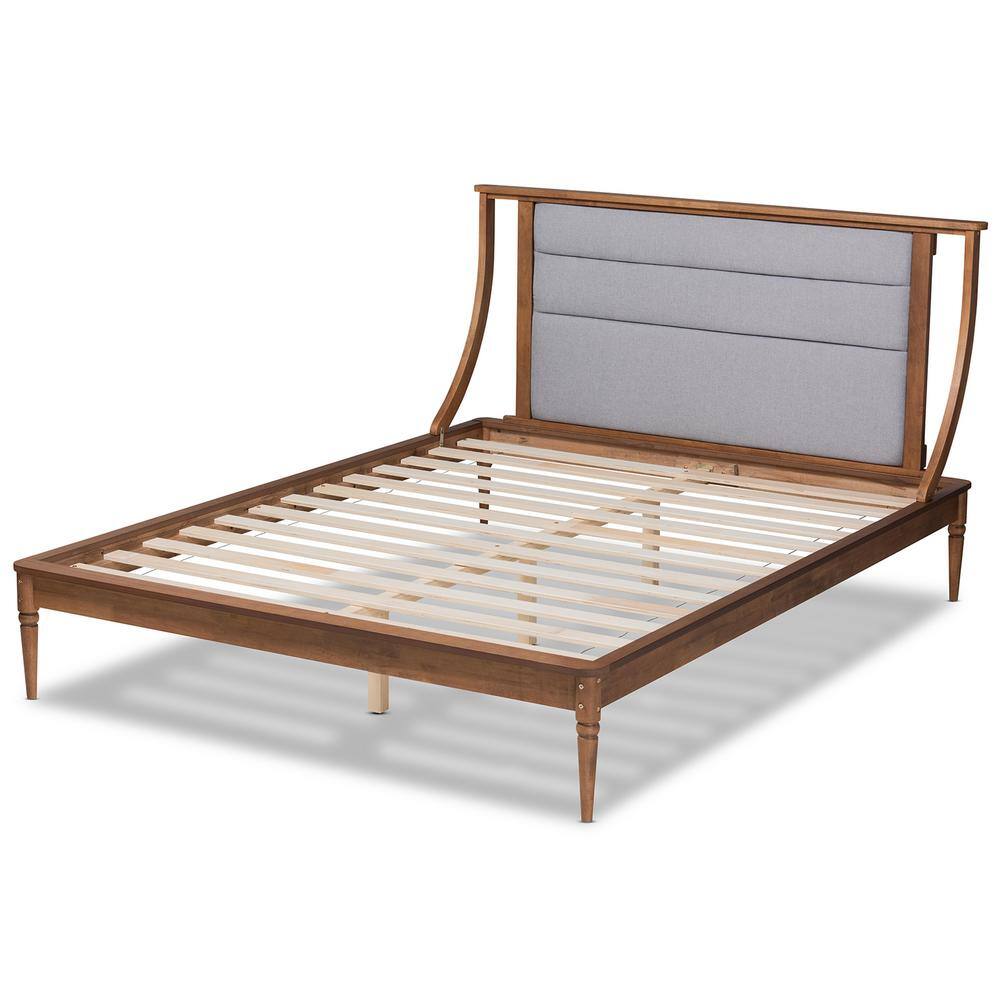 Regis Light Grey Queen Platform Bed with Tufted Headboard