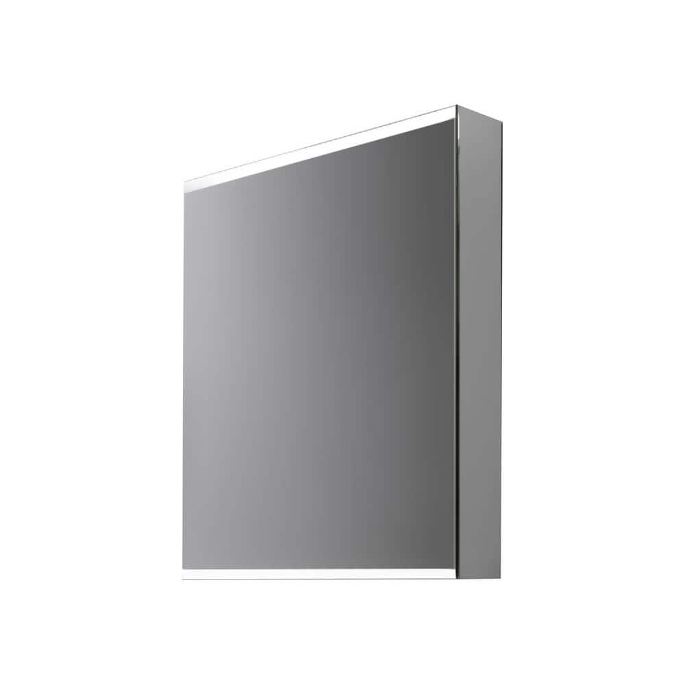 20 in. W x 26 in. H Silver Rectangle Aluminum LED Adjustable Surface Mount Medicine Cabinet with Mirror