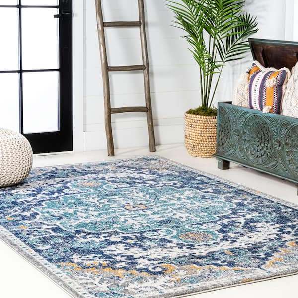 Anita Boho Denim and Wool Scatter Rug by Christopher Knight Home - Blue