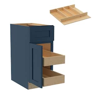 Newport Blue Painted Plywood Shaker Assembled Base Kitchen Cabinet Left 2ROT UT15 W in. 24 D in. 34.5 in. H