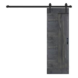 L Series 28 in. x 84 in. Carbon Gray Finished Solid Wood Sliding Barn Door with Hardware Kit - Assembly Needed