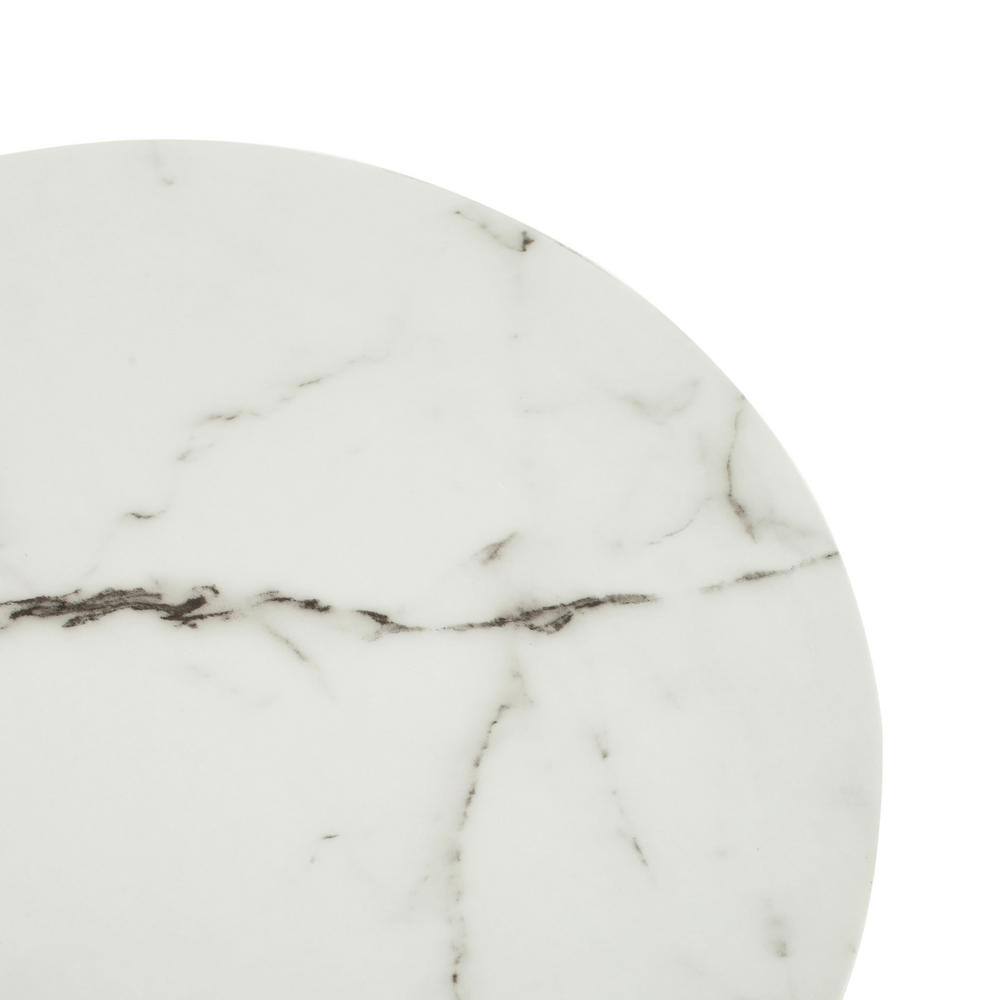Elegant 20" Gold & White Marble Transitional Round Side Table