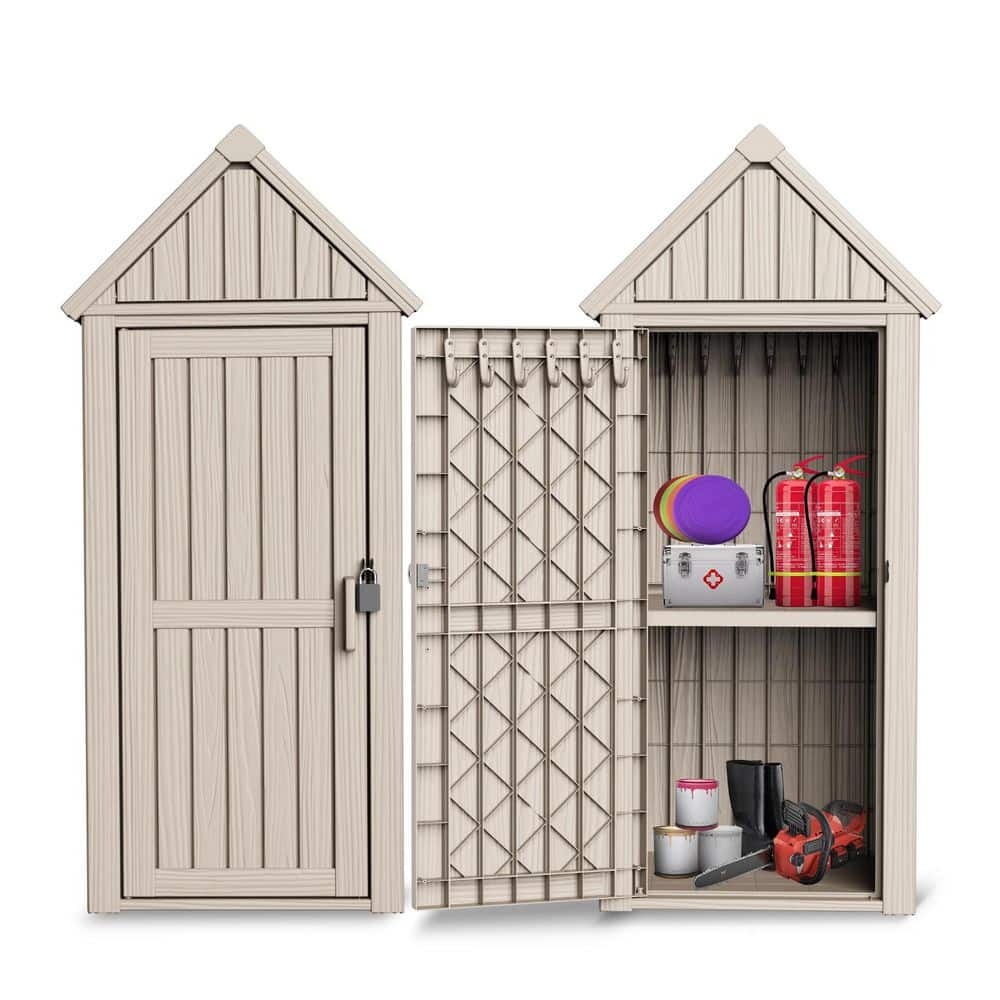 54 in. Large Outdoor Storage Shed with Removeable Shelf in Khaki price history on PriceWatchPro